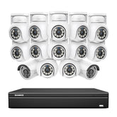16 Channel 4K PoE Bullet & PTZ Security Camera System, 8MP Outdoor PoE IP Cameras, Pan & Tilt, ONVIF Supported NVR, Two-Way Audio, Smart Human/Vehicle Detection (2x IP Cameras+12x PT Cameras)
